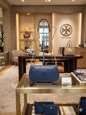 Tory Burch Blue Leather Shoulder Bag with Chain Strap